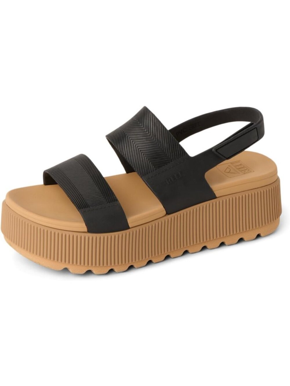 Women's Black Tan Water Vista Higher Open Toe Platform Wedge Casual Sandal Shoes